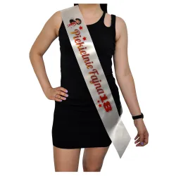 Szarfa ECRU Osiemnastka Piekielnie fajna 18